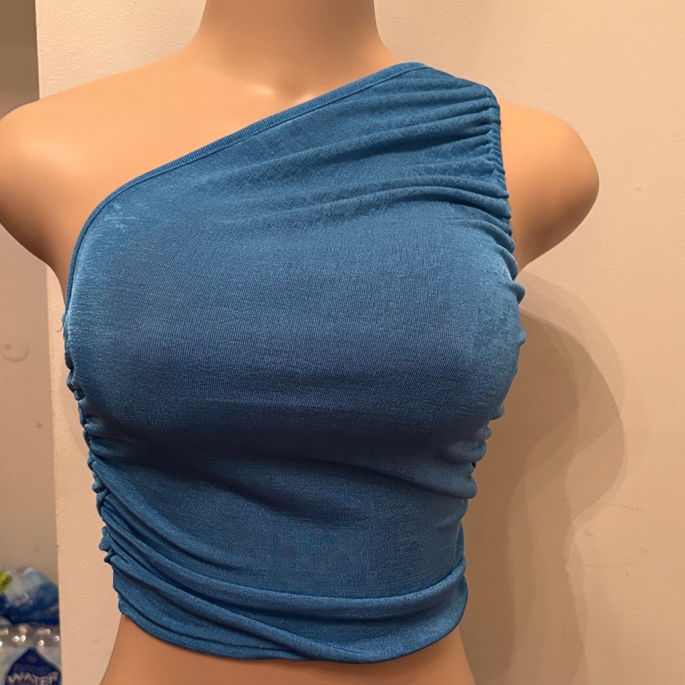 Blue One-Shoulder Top
